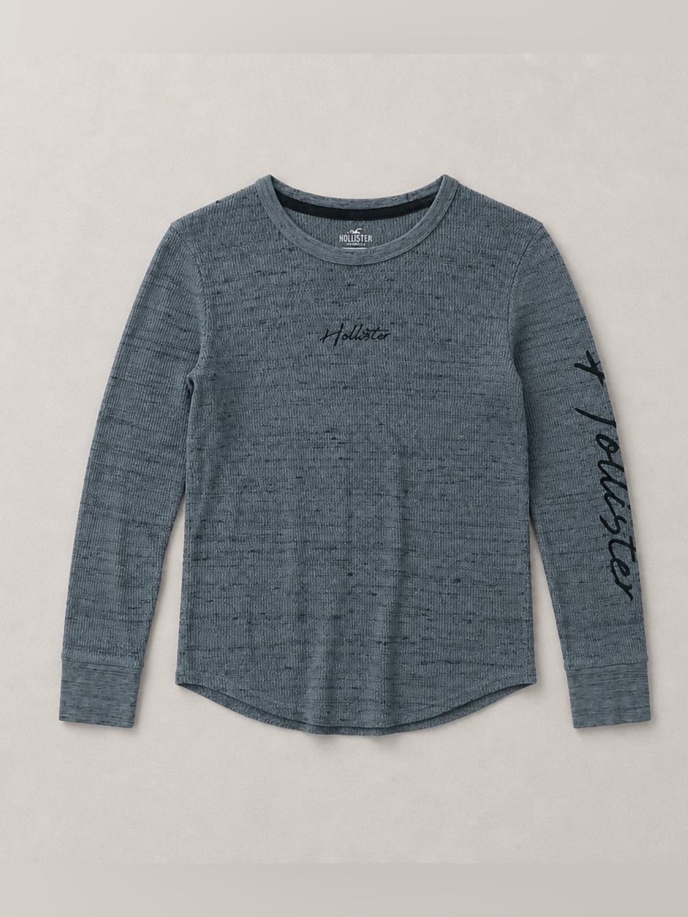 Hollister Kids Long-Sleeve Crew Tee in Heather Slate Blue